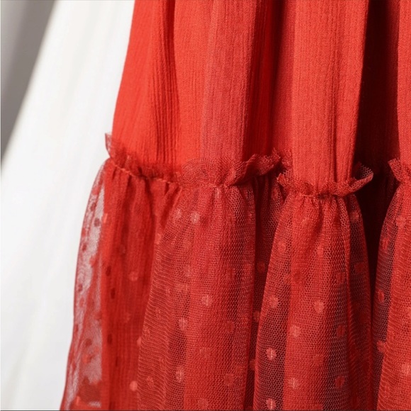 Closeout Sale !New! Red Swiss Dot Ruffle Halter Dress - Picture 5 of 8